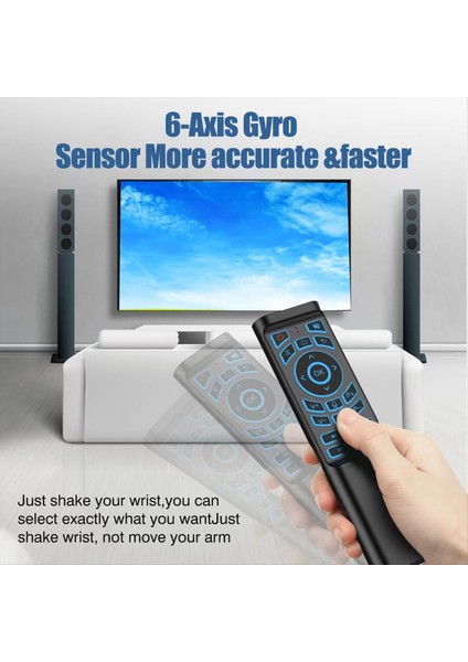 Uzaktan Kumandalı Air Mouse 7 Renkli Arka Aydınlatmalı Mini Klavye Çift Modlu 2.4g Bluetooth Kablosuz Akıllı Tv Kutusu Pc Için (Yurt Dışından) fırsatları