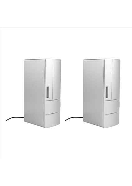 2x Buzdolabı Mini USB Buzdolabı Dondurucu Kutular Içecek Bira Soğutucu Isıtıcı Seyahat Buzdolabı Araba Ofis Kullanımı Taşınabilir (Yurt Dışından)