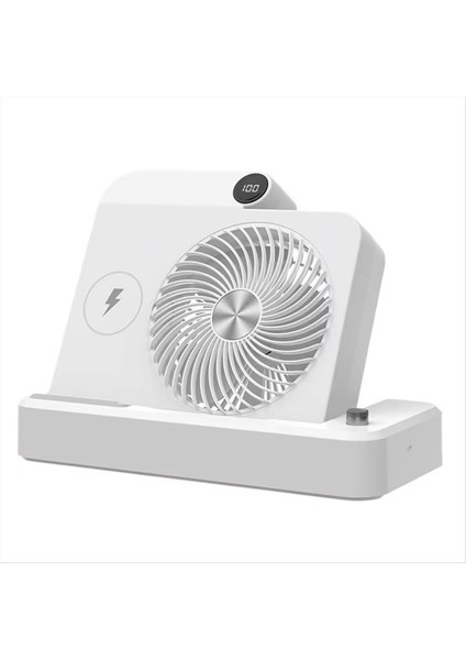 Masaüstü Fan Hava Sirkülatörü Kablosuz Şarj Cihazı Açısal Taban 100 Derece Hız Ayarı Dijital Ekran Soğutma Cihazı A (Yurt Dışından)