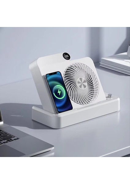 Masaüstü Fan Hava Sirkülatörü Kablosuz Şarj Cihazı Açısal Taban 100 Derece Hız Ayarı Dijital Ekran Soğutma Cihazı A (Yurt Dışından) fırsatları