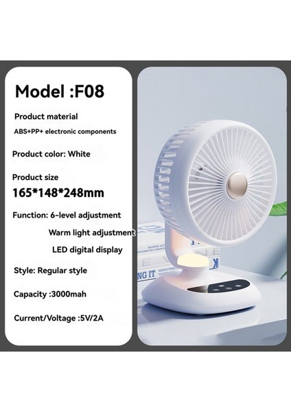USB Masa Vantilatörü 6 Hız Taşınabilir Masaüstü Masa Vantilatörü Işıklı Yatak Odası Ofis Seyahat Zamanlaması ve Kaymaz Mat A (Yurt Dışından) fırsatları