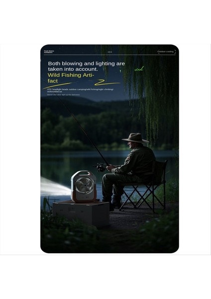 Taşınabilir Açık Hava Kamp Vantilatörü 10000MAH Pil, LED Işık, 90° Otomatik Salınım, Kablosuz, Masaüstü Kullanımı Için Ideal (Yurt Dışından) indirimleri