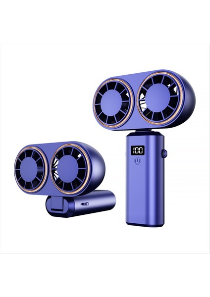 Taşınabilir El Tipi Vantilatör USB Şarjlı Soğutucu Çift Dijital Ekranlı Şarj Edilebilir Pil Kraliyet Mavisi (Yurt Dışından) fiyatları