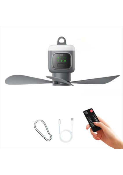 Uzaktan Kumandalı Mini Tavan Vantilatörü USB Kablosuz Soğutma Taşınabilir LED Gece Lambası Kamp Küçük (Yurt Dışından)