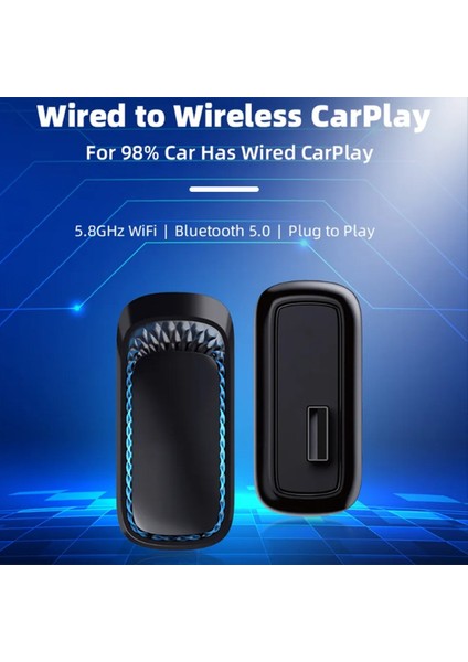 Rgb Renkli Kablosuz Carplay Dongle Mini Kutu Tak ve Çalıştır Carplay (Usb) Için Kablolu Bluetooth Wifi Bağlantısı (Yurt Dışından)