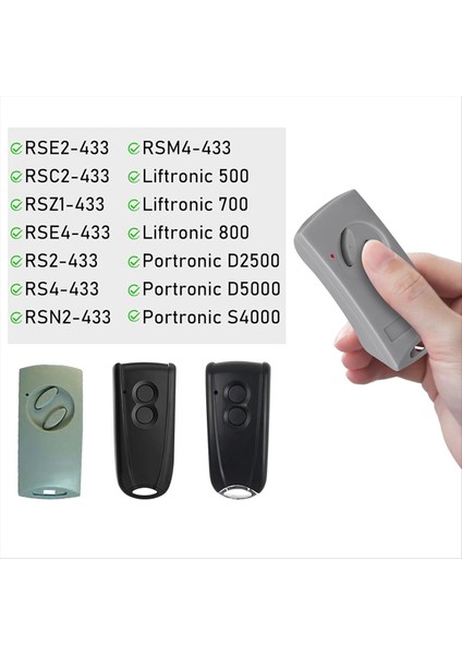 RSE2-433, RSC2-433, RSZ1-433, 433MHZ El Tipi Verici Için 2'li Garaj Kapısı Açma Uzaktan Kumandası (Yurt Dışından) modelleri