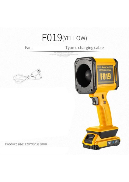 Violent Turbo Fanlı Elde Taşınabilir Yüksek Güçlü Dış Mekan Saç Kurutma Makinesi Araç Üstü Ekstra Büyük Sarı 5 Pil Paketi (Yurt Dışından) fiyatları