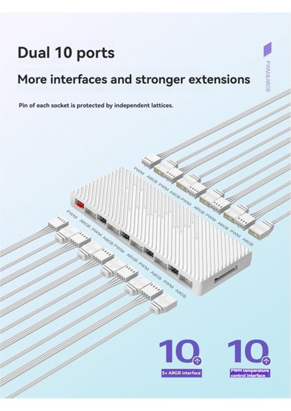 Argb/pwm Hub Çift 10 Genişletme Bağlantı Noktalı Argb Kontrol Cihazı 2'si 1 Arada Fan Hub Adaptörü Kasa Için Beyaz (Yurt Dışından) fırsatları
