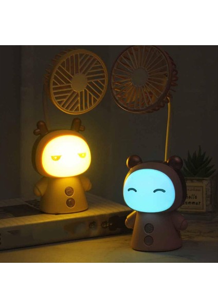 Mini Fan Karikatür Taşınabilir Gece Lambası USB Şarj Edilebilir Katlanabilir Küçük Masa Çalışma Masası Lambası C (Yurt Dışından) fırsatları
