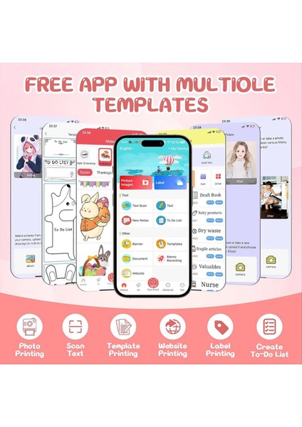 Mini Etiket Yazıcısı Rgb Işık Bluetooth Cep Mürekkepsiz Termal 10 Rulo Kağıt ve 5 Kalem Fmo B (Yurt Dışından) fırsatları