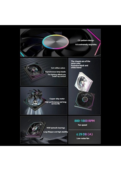 Bilgisayar Kasası Fanı 120MM 5V 3pın Argb 4 Pin Pwm Soğutma 12V Büyük Hava Hacmi 49.32CFM 1600RPM Ters Beyaz (Yurt Dışından) modelleri