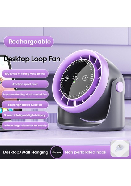Dijital Ekranlı, Çok Hızlı Ayarlanabilir Dokunmatik Ekranlı Masa Vantilatörü Taşınabilir Mini Ofis Masaüstü (Yurt Dışından) modelleri