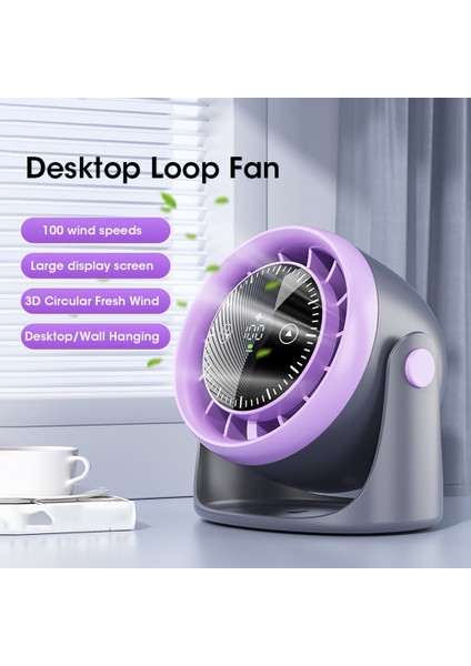 Dijital Ekranlı, Çok Hızlı Ayarlanabilir Dokunmatik Ekranlı Masa Vantilatörü Taşınabilir Mini Ofis Masaüstü (Yurt Dışından) fırsatları