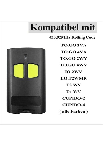 3 Adet To.go 2VA Açıcı Garaj Kapısı Uzaktan Kumandası 433.92MHZ Değişken Kodlu El Tipi Verici (Yurt Dışından) fiyatları