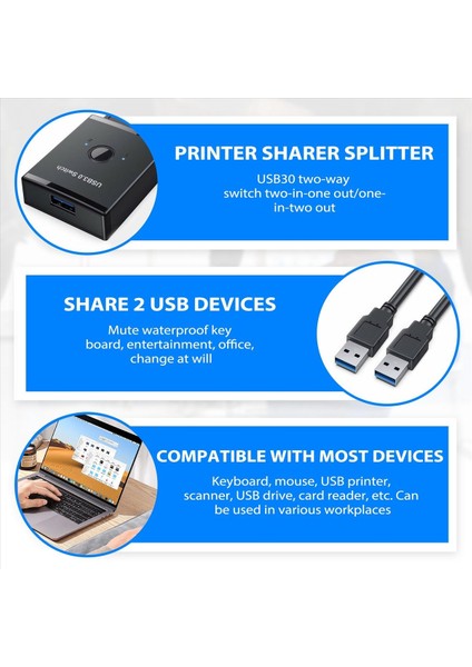 USB Switch Kvm Hub 3.0 Switcher Seçici Pc Klavye Fare Yazıcı 1 Paylaşım 2 Cihaz (Yurt Dışından) fırsatları