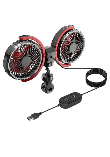 Araba Çift Kafalı Vantilatör Vantuz Montajlı Arka Koltuk 360 Derece Ayarlanabilir Çok Fonksiyonlu Hava Soğutma (Yurt Dışından)