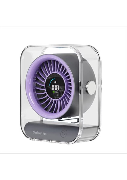 Mini Masaüstü Vantilatör Ofis LED Dijital 3000MAH USB Şarj Edilebilir 100 Hız Büyük Sessiz Sirkülasyon B (Yurt Dışından)