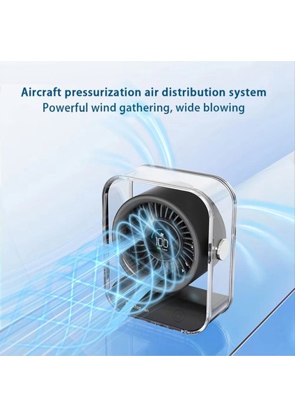 Mini Masaüstü Vantilatör Ofis LED Dijital 3000MAH USB Şarj Edilebilir 100 Hız Büyük Sessiz Sirkülasyon B (Yurt Dışından) fiyatları