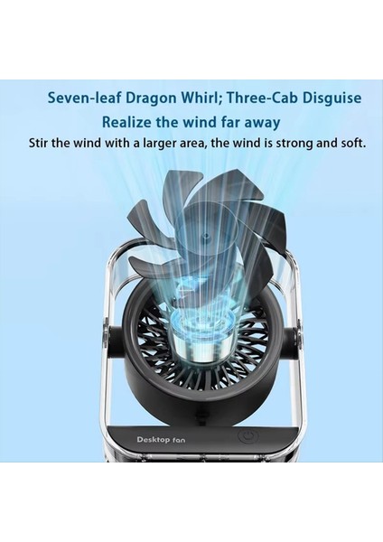 Mini Masaüstü Vantilatör Ofis LED Dijital 3000MAH USB Şarj Edilebilir 100 Hız Büyük Sessiz Sirkülasyon B (Yurt Dışından) fırsatları