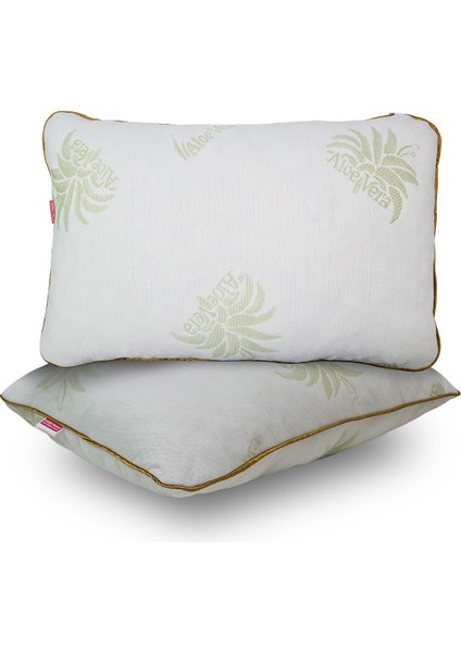 2 Adet Aloe Wera Kumaşlı Visco Parçacıklı Ortopedik Yastık,saten Biyeli Visco Yastık 1200 gr