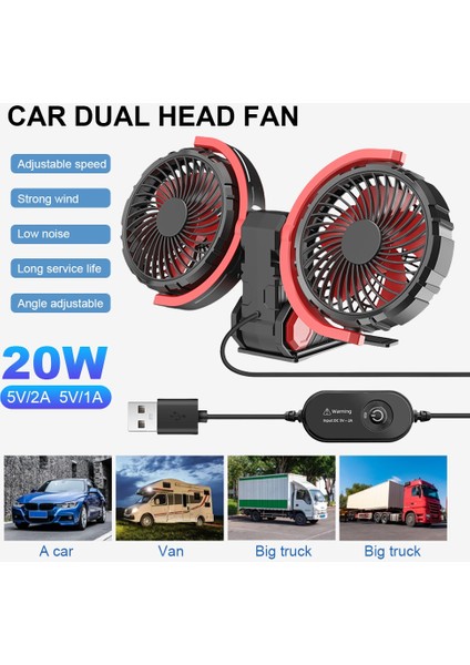 Araba Çift Kafa Fan Fırçasız Motor Hava Soğutma Ayarlanabilir 3 Modlu Otomatik Soğutucu Taşınabilir Gösterge Paneli (Yurt Dışından) fiyatları