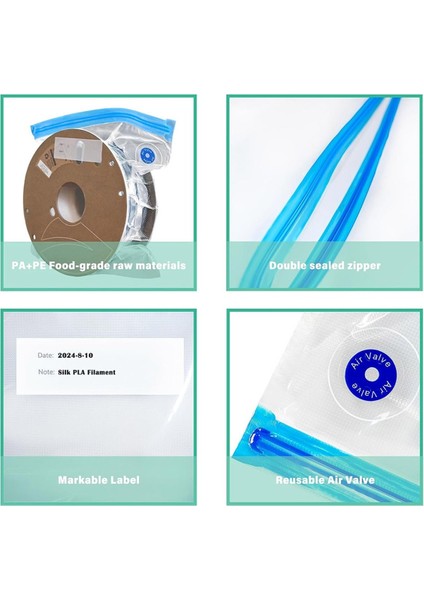3D Yazıcı Filament Saklama Kiti 10 Adet Kurutuculu Vakumlu Sızdırmazlık Torbaları Nem Geçirmez Kuru 30X34CM (Yurt Dışından) indirimleri