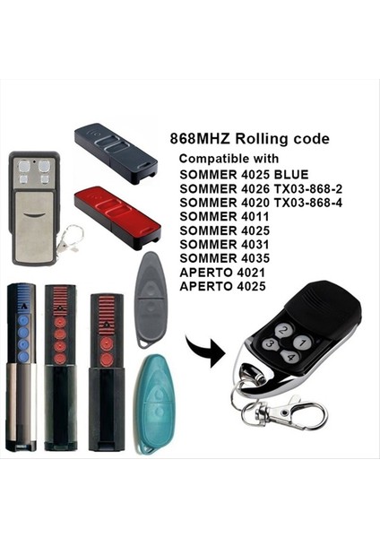 Sommer 4020 4026 TX03-868-4 TX03-868-2 868MHZ Değişken Kodlu 4 Düğmeli El Vericisi Için Garaj Kapısı Uzaktan Kumandası (Yurt Dışından) modelleri