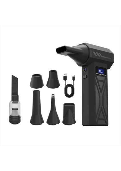 Violent Fan Güçlü Turbo 110000 Rpm Fırçasız LED Ekran ve Işıklı Elektrikli Hava Toz Alma Cihazı (Yurt Dışından)