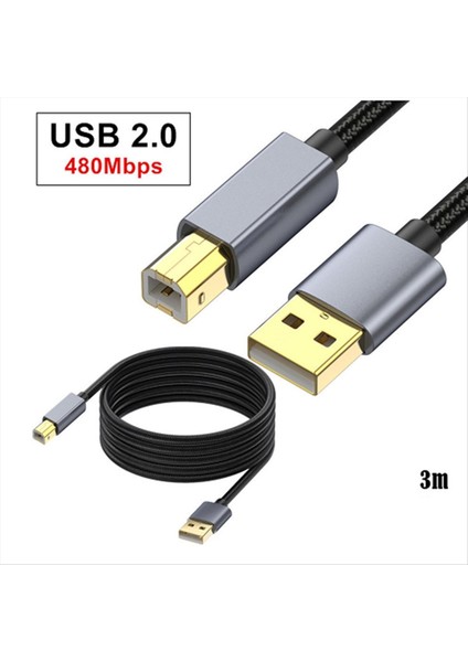 3 Metre USB Yazıcı Kablosu, USB 2.0 Tip A Erkek - B Tarayıcı Kablosu ve Daha Fazlası (Yurt Dışından) fiyatları