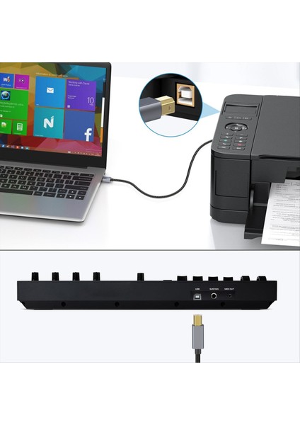 3 Metre USB Yazıcı Kablosu, USB 2.0 Tip A Erkek - B Tarayıcı Kablosu ve Daha Fazlası (Yurt Dışından) modelleri