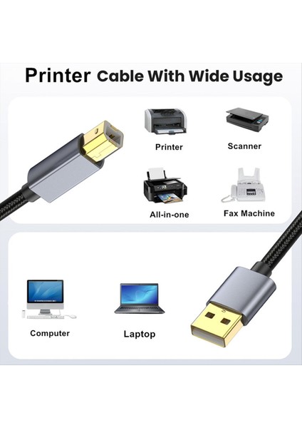 3 Metre USB Yazıcı Kablosu, USB 2.0 Tip A Erkek - B Tarayıcı Kablosu ve Daha Fazlası (Yurt Dışından) fırsatları