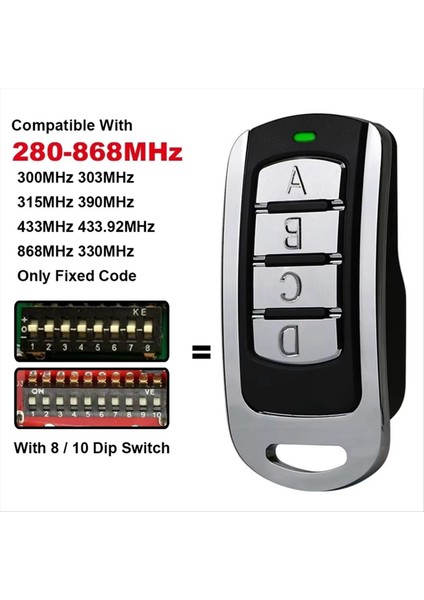 4'ü 1 Arada Garaj Uzaktan Kumandası Çoklu Frekans 287-868MHZ Klon 434.42MHZ 868.35MHZ 433.92 Kapı Kontrol Vericisi 3 Adet (Yurt Dışından) modelleri
