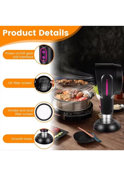 Arıtıcı Fan, Çıkarılabilir ve Yıkanabilir Filtre, Iç Mekan Için Duman Fanı, Iç Mekan Barbeküsü, Sıcak Tencere, (, Şarjlı Model) (Yurt Dışından) fırsatları