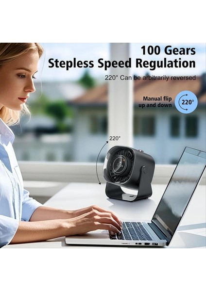 Masa Vantilatörü, Sessiz Taşınabilir Vantilatör, 100 Hız, 220° Ayarlanabilir Eğimli 5000MAH Hava Sirkülatör Vantilatörü, Ofis, Ev, Seyahat Için (Yurt Dışından) fiyatları