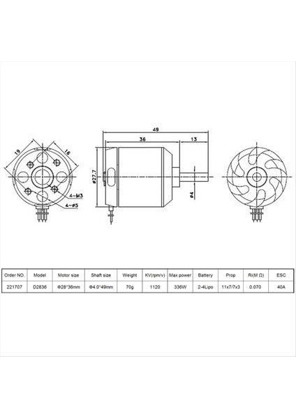 D2836 2836 Fırçasız Motor 2-4s Lipo 4mm Şaft Çapı 40A Esc Sabit Kanatlı Iha'lar Için Uygun 1120KV (Yurt Dışından) indirimleri