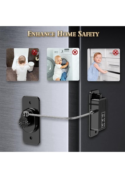 3x Buzdolabı Kilidi, Anahtarsız Tek Tıkla Erişimli Buzdolabı, Özelleştirilebilir Şifre, Çocuk Güvenlik Şifreli Kilit Siyah (Yurt Dışından) indirimleri