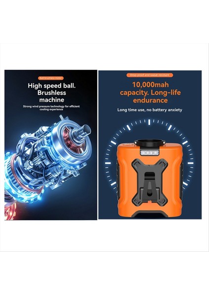 Taşınabilir Bel Vantilatörü 10000MAH Şarj Edilebilir Boyun ve Klipsli Güçlü Lı Açık Hava, Kamp, Aydınlatma Için Ideal (Yurt Dışından) indirimleri