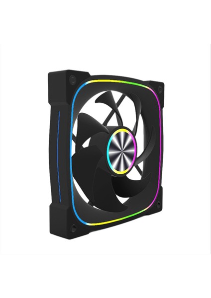 Argb Kasa Fanı Masaüstü Kasa Soğutma 12 cm Sıcaklık Kontrollü Sessiz Pwm 5V 3 Pinli Siyah (Yurt Dışından)