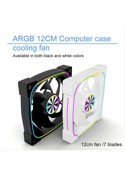 Argb Kasa Fanı Masaüstü Kasa Soğutma 12 cm Sıcaklık Kontrollü Sessiz Pwm 5V 3 Pinli Siyah (Yurt Dışından) fiyatları