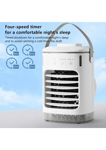 Yatak Odası Ofisi Için 4 Hızlı 7 Renkli Işıklı Taşınabilir Klima Buharlaştırıcı Soğutucu Masaüstü Vantilatörü (Yurt Dışından) indirimleri