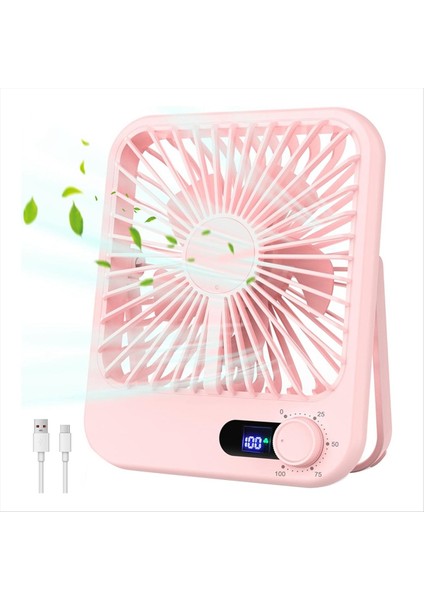 Uyku Için Seyahat Vantilatörü, Dijital Ekranlı Taşınabilir Şarj Edilebilir, 100 Hızlı Kişisel USB Pembe (Yurt Dışından)
