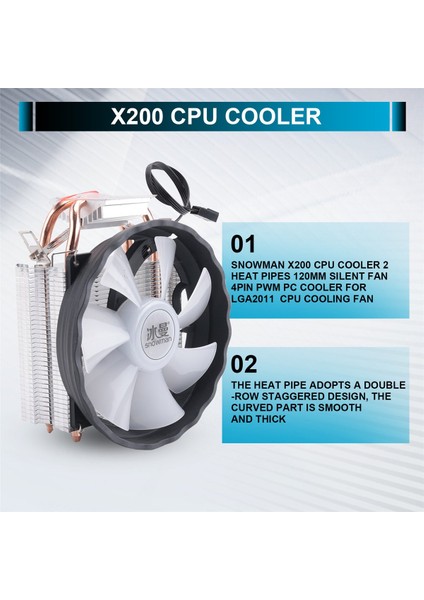 X200 Cpu Soğutucu 2 Isı Borusu 120 mm Sessiz Fan 4 Pin Pwm Pc LGA2011 Amd Soğutma Için (Yurt Dışından) fırsatları
