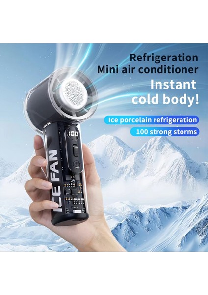 Taşınabilir El Tipi Buz Soğutma Fanı 100 Hız 3000MAH LED Dijital Ekranlı Mini Klima Dış Mekan/ofis/seyahat Için (Yurt Dışından) fiyatları