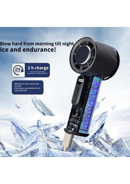 Taşınabilir El Tipi Buz Soğutma Fanı 100 Hız 3000MAH LED Dijital Ekranlı Mini Klima Dış Mekan/ofis/seyahat Için (Yurt Dışından) modelleri