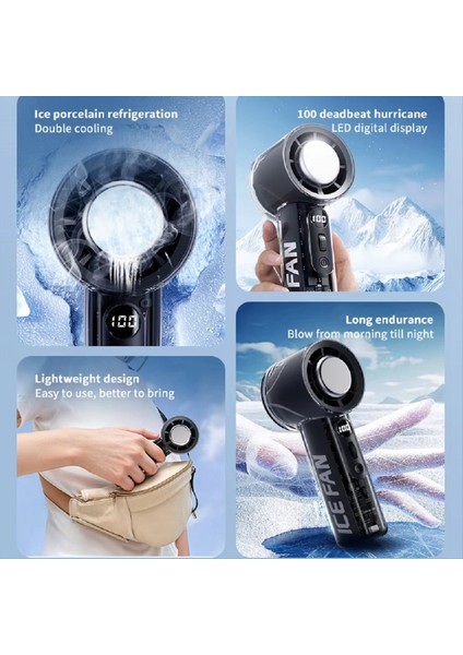 Taşınabilir El Tipi Buz Soğutma Fanı 100 Hız 3000MAH LED Dijital Ekranlı Mini Klima Dış Mekan/ofis/seyahat Için (Yurt Dışından) indirimleri