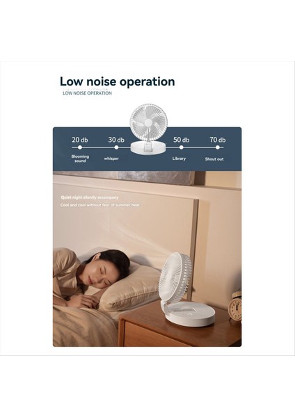 Esnek Kablosuz Katlanır Duvara Asılabilir, Yıl Boyu Konforlu Taşınabilir Çok Yönlü 4 Mevsim Vantilatör Beyaz (Yurt Dışından)