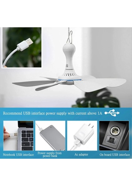 Sessiz 6 Yaprak USB ile Çalışan Tavan Gölgelik Vantilatörü Kamp Yatağı ve Yurt Çadırı Için Asma (Yurt Dışından) fiyatları