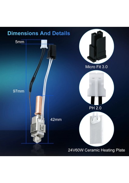 3D Yazıcı Için 2'li Hotend Kiti Termistör Isıtıcı 24V 60W Seramik Isıtma Plakası (Yurt Dışından) indirimleri