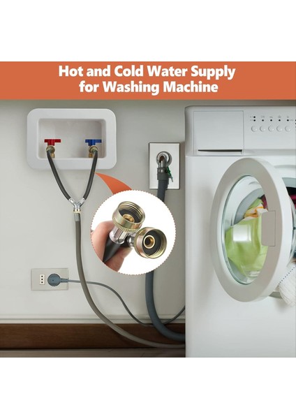 Kauçuk Çamaşır Makinesi Y Hortumu, 3/4 Inç Pirinç Bağlantı Parçaları, 1 Ft (12 Inç) Uzunlukta Sıcak ve Soğuk Su Mikseri Hortum Bağlantısı (Yurt Dışından) fiyatları