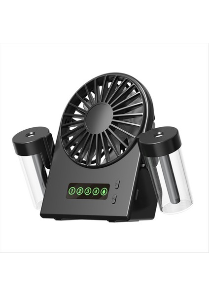 Dual Sprays Masaüstü Fan Nemlendirici 2'si 1 Arada USB Taşınabilir Dijital Ekran Su Takviyesi 1200MAH Siyah (Yurt Dışından)